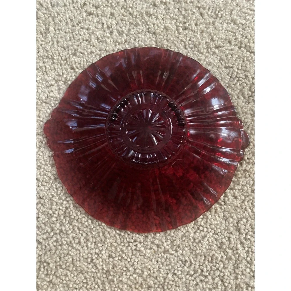 VTG Anchor Hocking Depression Ruby Glass  8